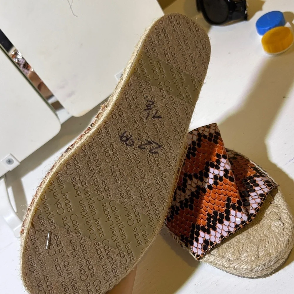 Calvin Klein Orange and Black Espadrille Sandals